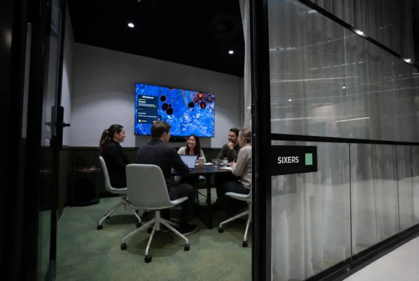 Flexible office space with private desks for a growing business team