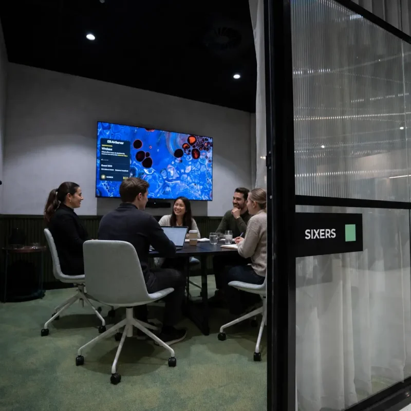 Flexible office space with private desks for a growing business team