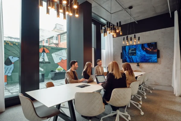 Creative team collaborating inside a serviced private office