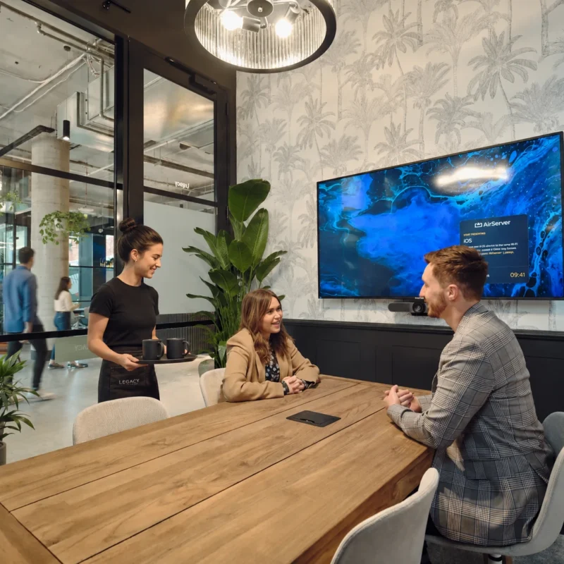 Small business team collaborating inside a modern Cubes.Co coworking space in Australia with flexible work areas and meeting rooms