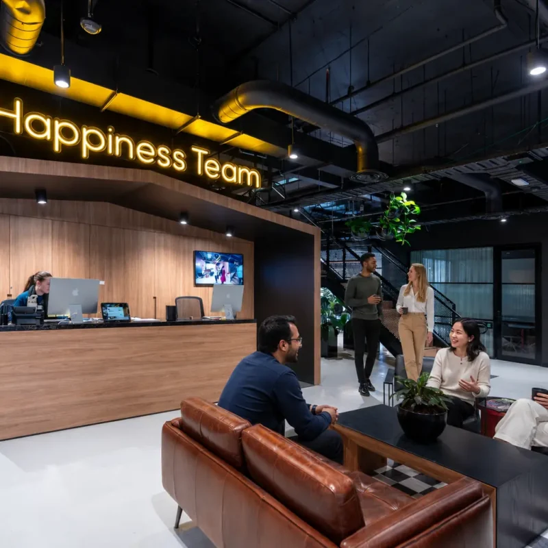 Growing business team using flexible office space at CreativeCubes.Co